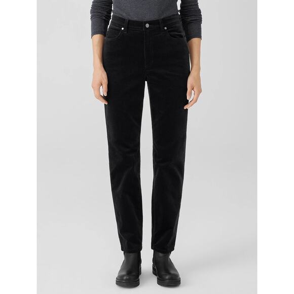 Eileen fisher Black Organic Cotton Stretch Velveteen Pant size SP - Picture 13 of 16